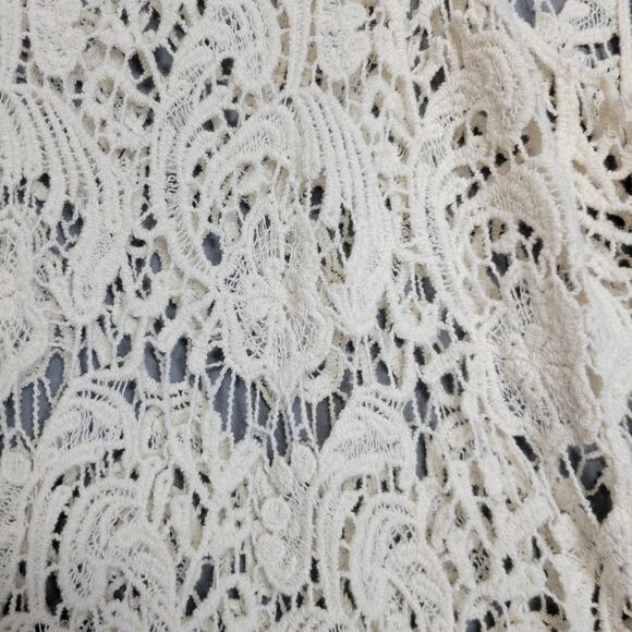 Boho Crochet Lace Tank Top Womens Small Ivory Sheer Festival New Directions - Picture 3 of 11